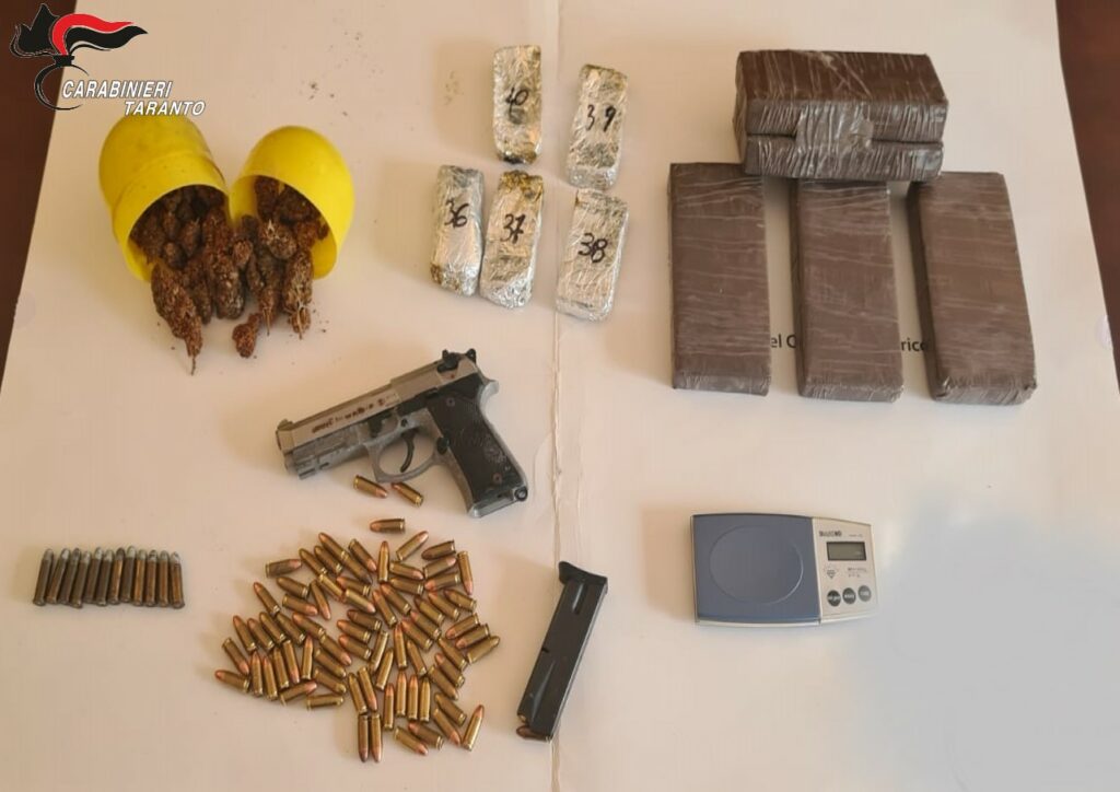 Droga e armi, blitz dei carabinieri di Taranto nel quartiere “Tamburi”