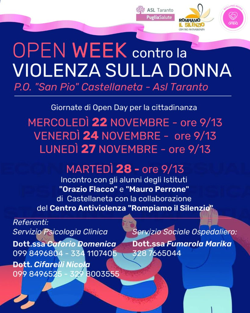 All’ospedale San Pio incontri e appuntamenti per contrastare la violenza sulle donne